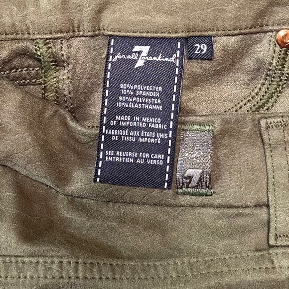 7 For All Mankind Snake Print Embossed Faux Suede Pant Jean Olive 29 - Picture 9 of 13